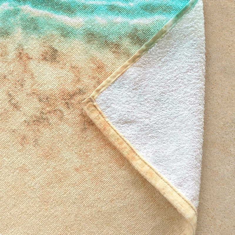 Softerry Starfish & Seashells Beach Towel 30 x 60 inch Velour Terry 100% Cotton, Blue and Sand - Image 4